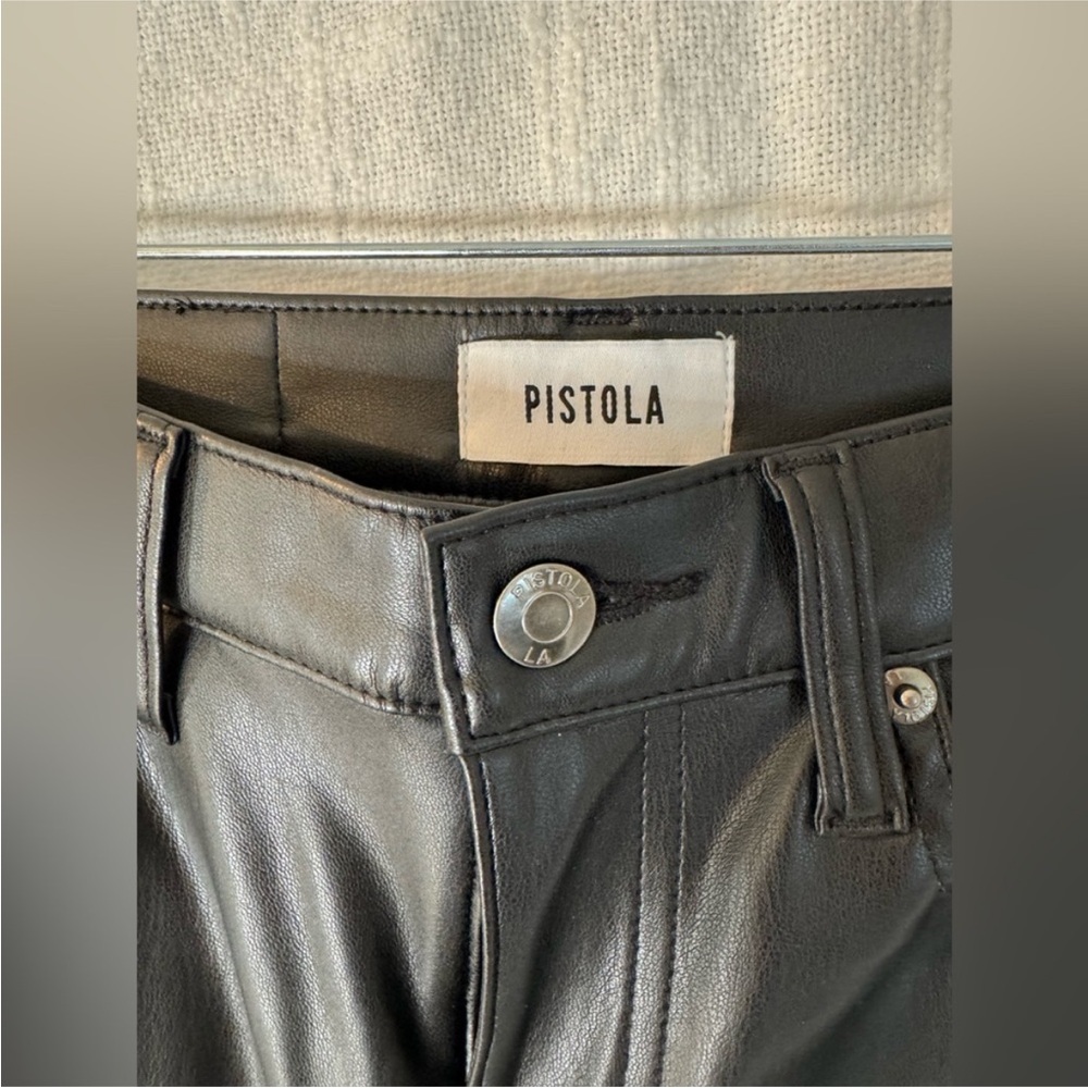 Pistola Black Cropped Vegan Leather Pants - Picture 4 of 10